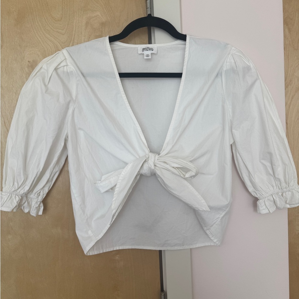White Tie-Front Blouse